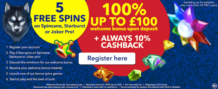 ♛ 5 No Deposit Spins + 100% Welcome Bonus up to $100 + 10% Cashback at All United States Casino