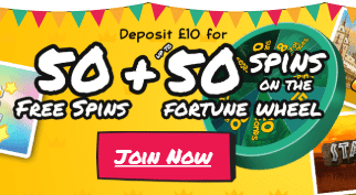 ♛ 50 Spins on First Deposit + up to 50 Fortune Wheel Spins at Fortune Fiesta