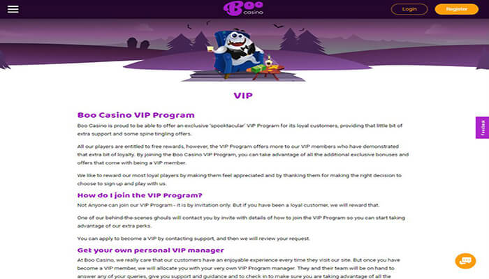 Boo Casino VIP program preview