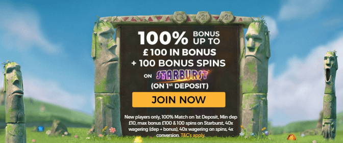 ♛ Welcome Bonus of 100% up to $100 + 100 Bonus Rounds on Starburst at PlayUK