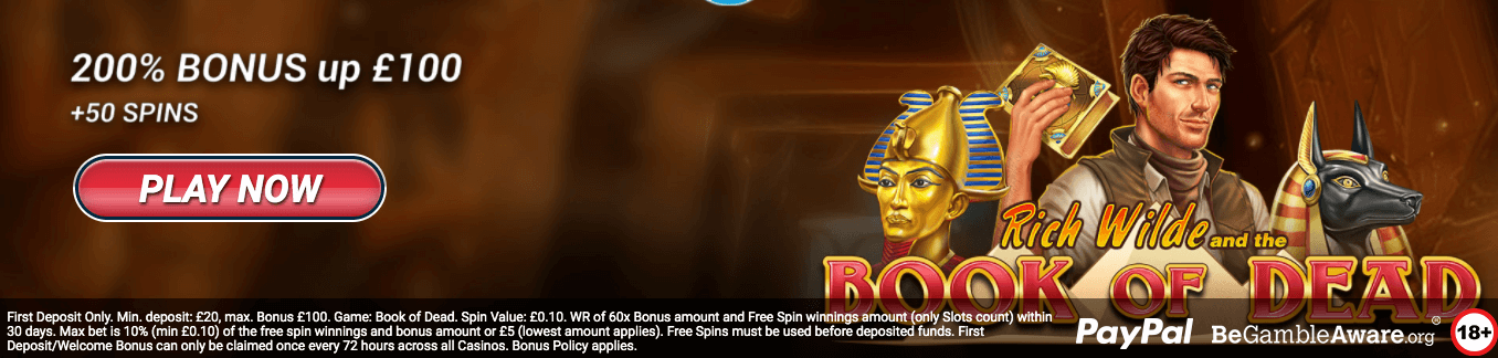 ♛ Welcome Bonus of 200% up to $100 + 50 Extra Spins on Book of Dead at Ice36