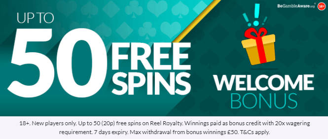 ♛ Up to 50 No Deposit Bonus Spins on Reel Royalty