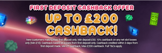 ♛ Up to $200 No Wagering Cashback on First Deposit