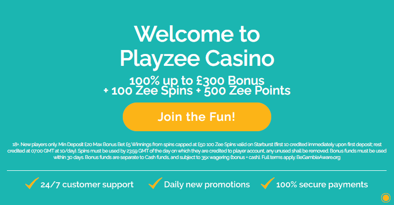 ✸ Welcome Bonus: 100% up to $300 + 100 Extra Spins + 500 Zee Points