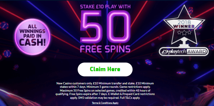 ♛ Stake $10 on First Deposit, Play with 50 Spins with No Rollover Requirements
