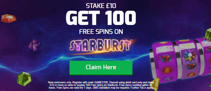 ♛ Up to 100 Wager-Free Starburst Spins as Welcome Bonus