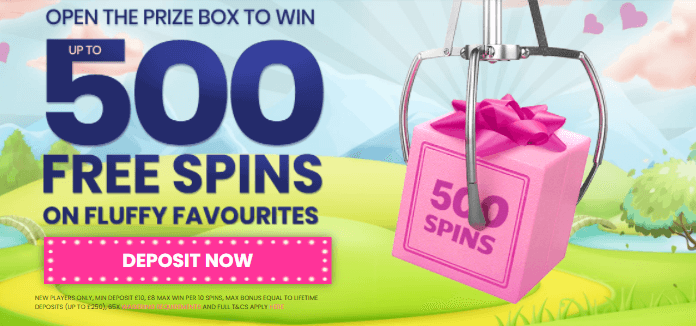 ♛ First Deposit offer: up to 500 Spins on Fluffy Favourites