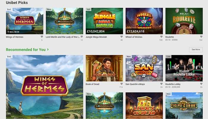 Unibet Casino Games preview