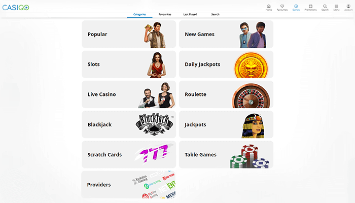 CasiGO Categories Games Preview