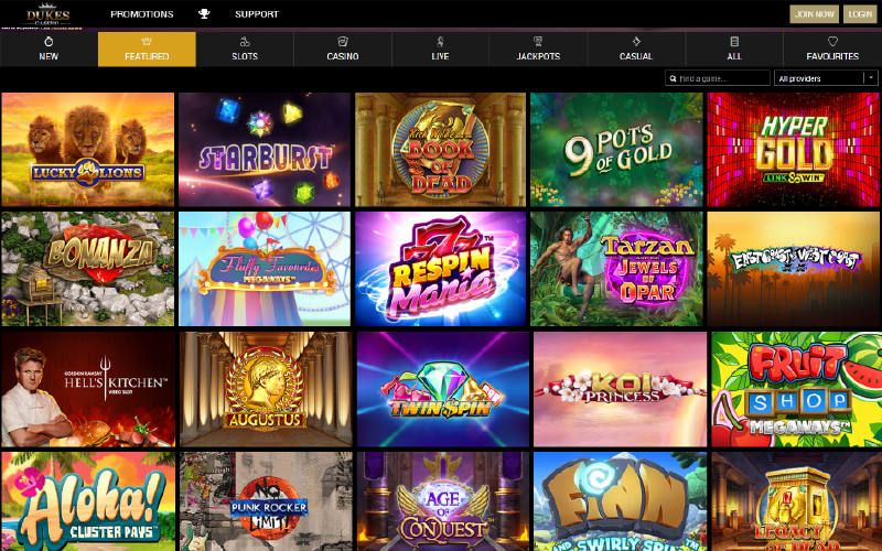 Dukes Casino featured slots preview